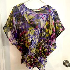 Shirt sale-bundle& save-love fire sheer multi color elastic waist blouse-Sz Med